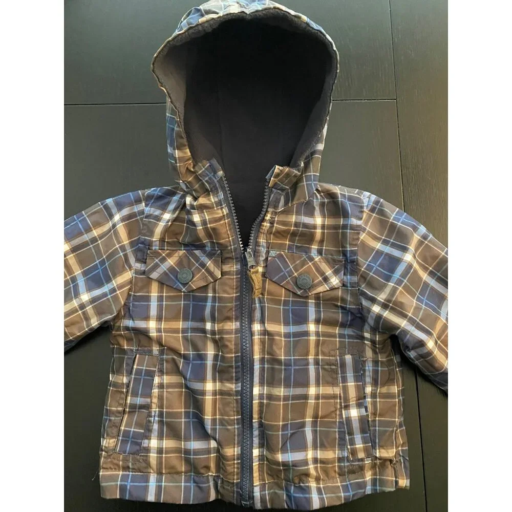 OshKosh B'Gosh Reversible All-Season Jacket Toddler‎ 12mth Plaid/Fleece Full-Zip